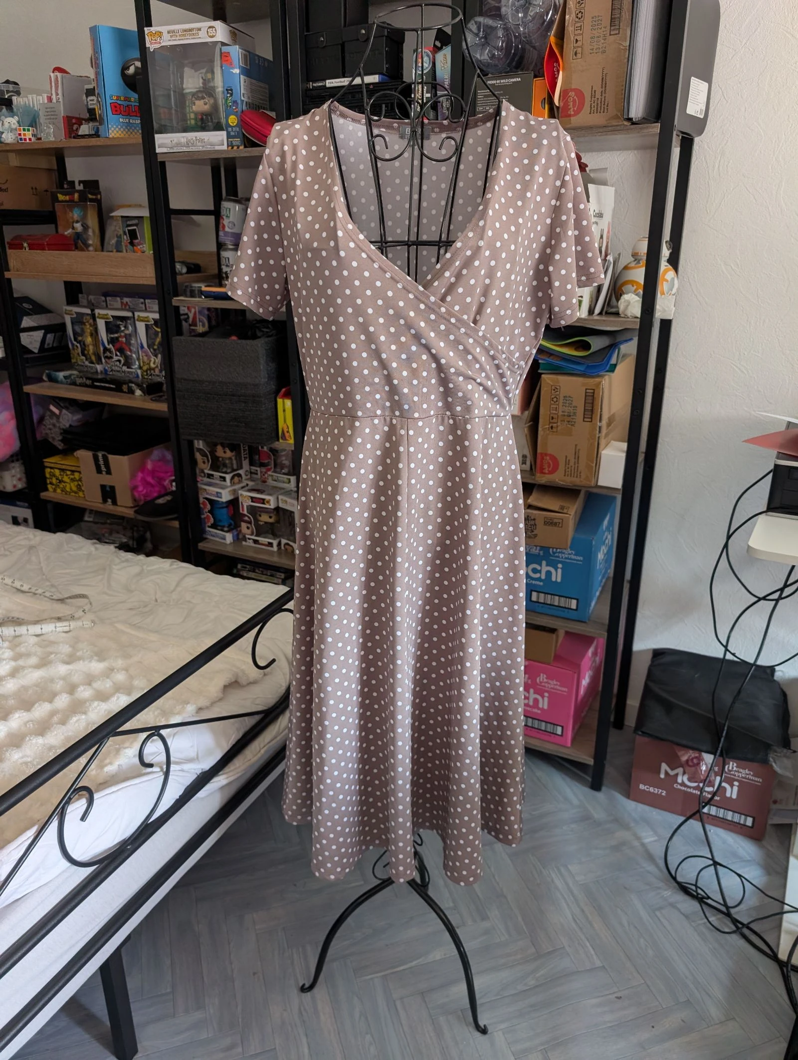 Super Robe légère cache coeur à pois Bleu Bonheur T40